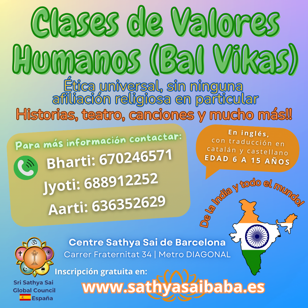 Inicio de las clases de Educación en Valores Humanos para niños en el Centro Sai de Barcelona