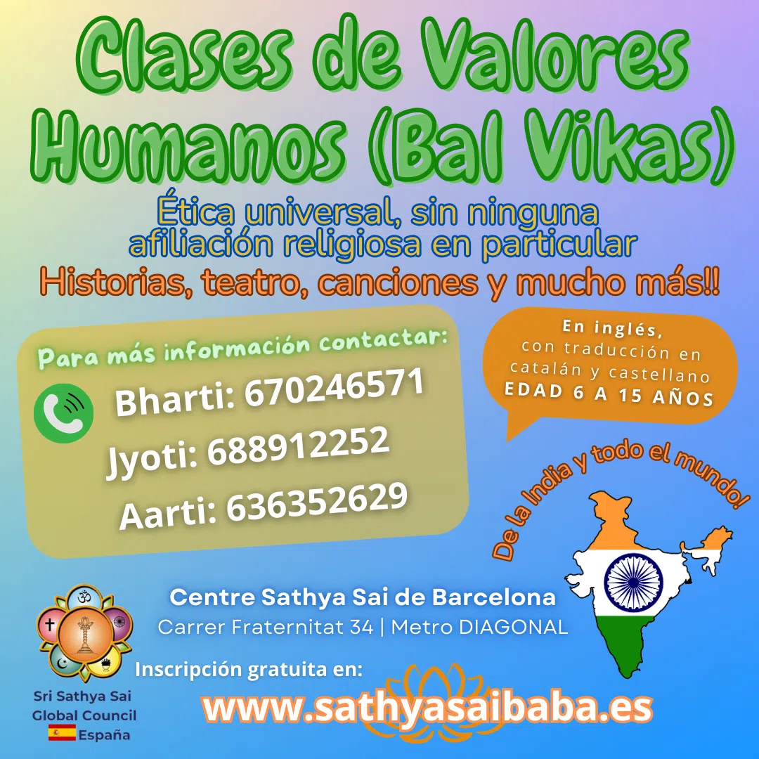 Inicio de las clases de Educación en Valores Humanos para niños en el Centro Sai de Barcelona