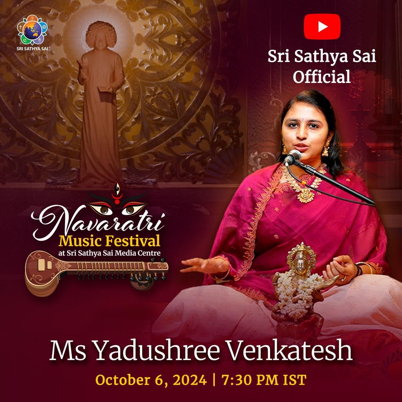 Concierto online de música clásica hindustani por Yadushri Venkatesh | Festival de Música de Navaratri de 2024