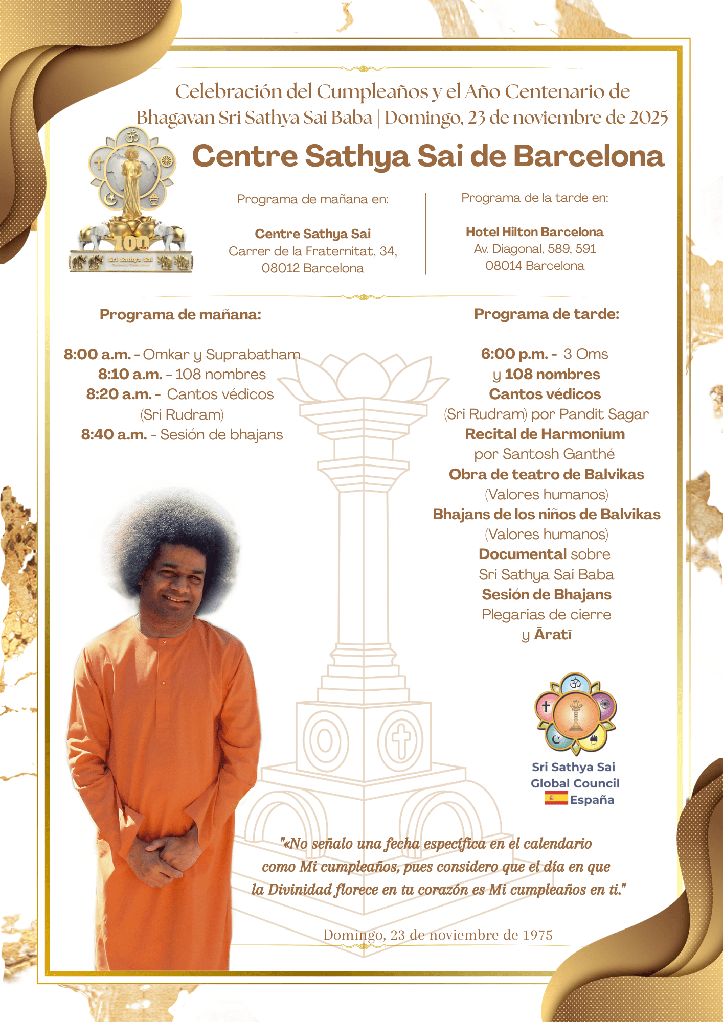 Celebración del Año Centenario de Bhagavan Sri Sathya Sai Baba | Eventos Nacionales