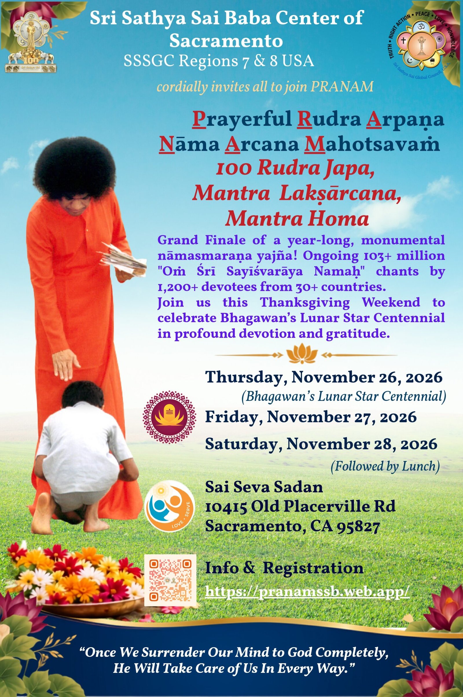 PRANAM: Un Gran Evento de Devoción para Celebrar el Centenario de Bhagavan Sri Sathya Sai Baba